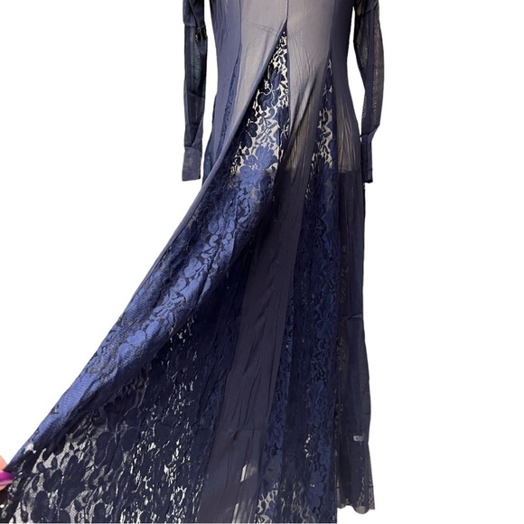We are HAH Mama C Dress Night Navy Lace Sheer Panel Maxi Dress Small (oversized) - Picture 9 of 11